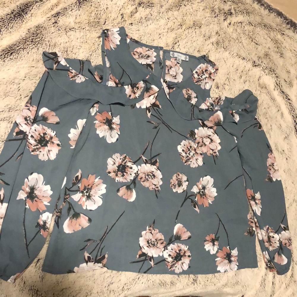 Gorgeous cold shoulder dark teal blouse